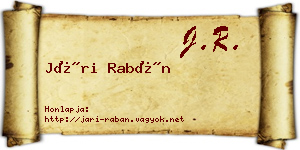 Jári Rabán névjegykártya